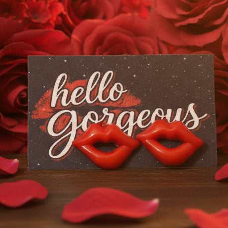 Hello Gorgeous Card with Lip-Shaped Earrings