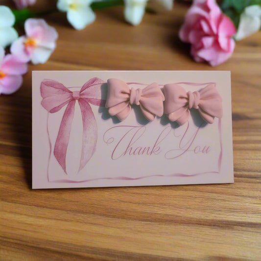 Pink Bow Thank You Card with Earrings