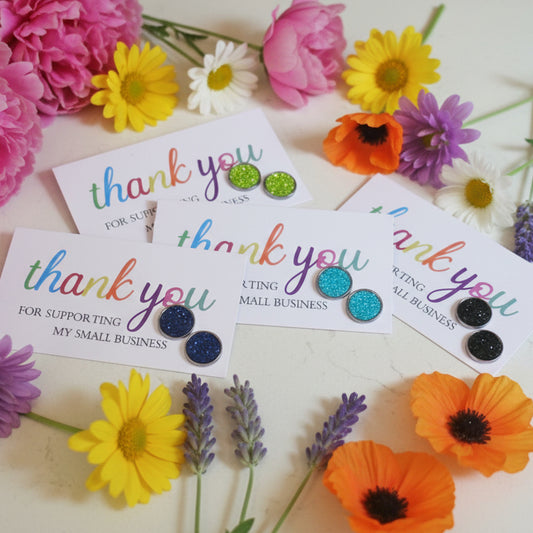 Thank You For Supporting My Small Business Card with 14mm Earrings