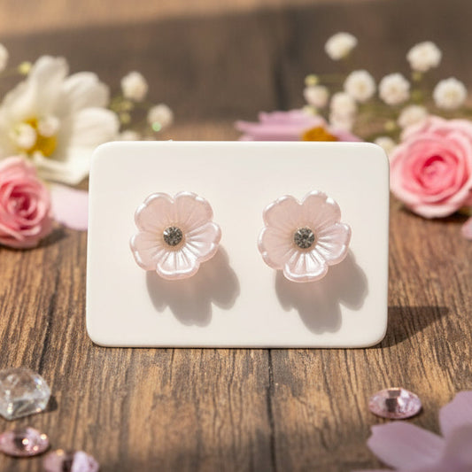 Rhinestone Flower Earrings (11mm)