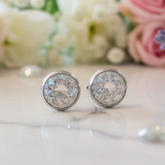 12mm Crystal Diamond Patterned Earrings