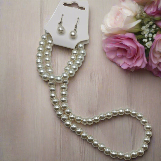 Imitation Pearl Necklace, Bracelet & Earring Set
