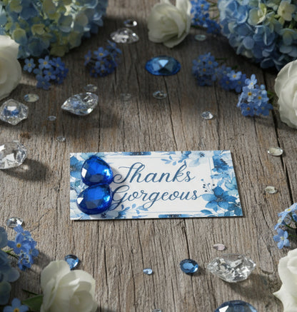 Thanks Gorgeous, Blue Floral Card with Earrings