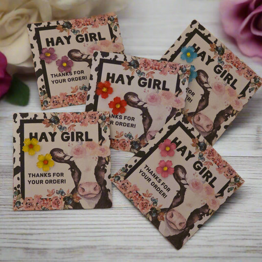 Hay Girl - Floral Cow - Thanks for Your Order Card with Earrings