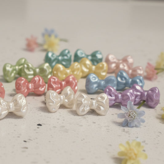 15mm Pearlescent Bow Earrings