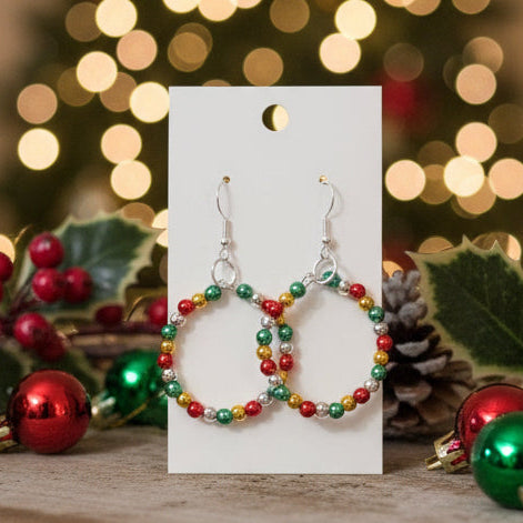 Christmas Bead Dangle Earrings
