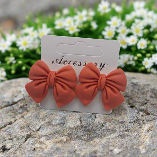 Orange Big Bow Earrings