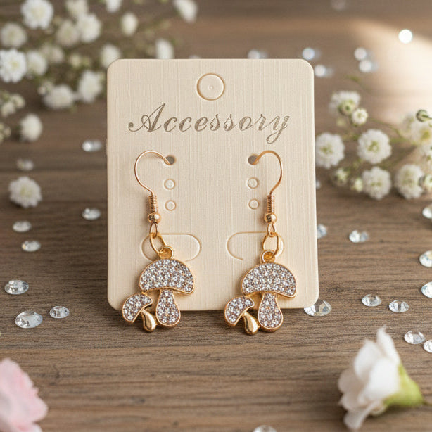 Rhinestone Mushroom Dangle Earrings