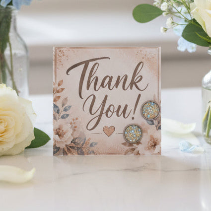 Thank You Floral Card with 10mm Imitation Druzy Earrings