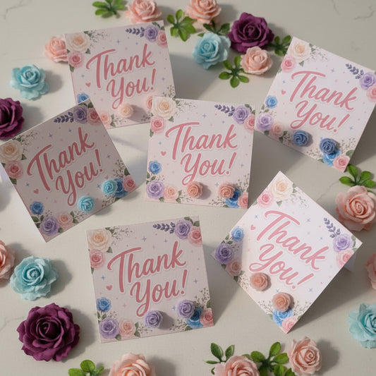 Floral Thank You Card with 8mm Flower Earrings