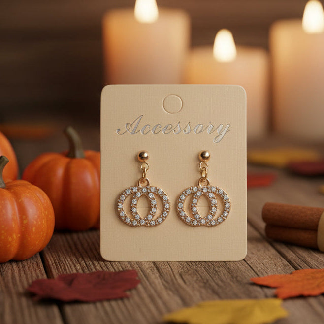 Rhinestone Pumpkin Dangle Stud Earrings