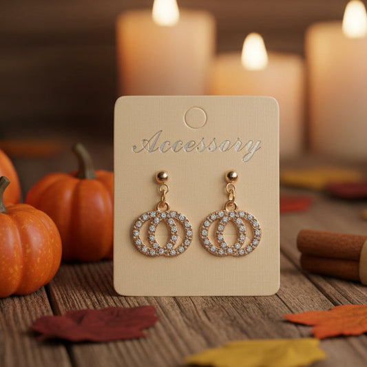 Rhinestone Pumpkin Dangle Stud Earrings