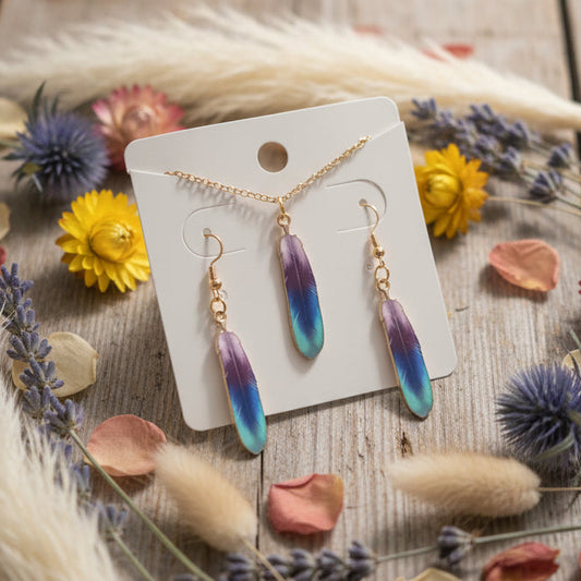 Feather Necklace & Earring Set