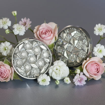 14mm Silver Diamond Pattern Earrings