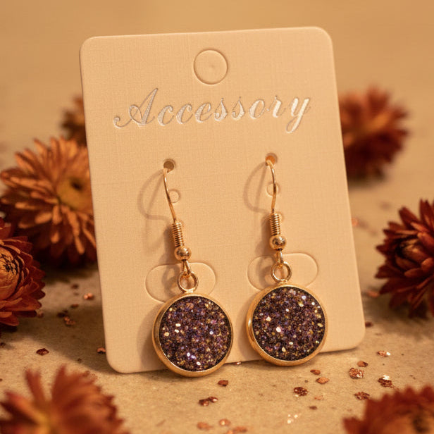 Copper Sparkle Imitation Druzy Dangle Earrings