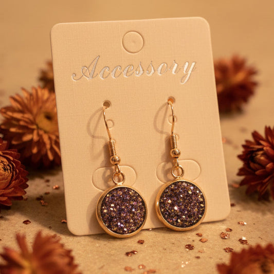 Copper Sparkle Imitation Druzy Dangle Earrings