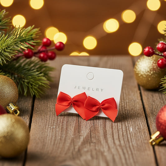 Red Satin Bow Earrings