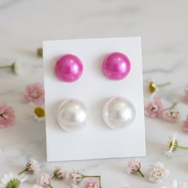 Half Round Imitation Pearl Earring Set