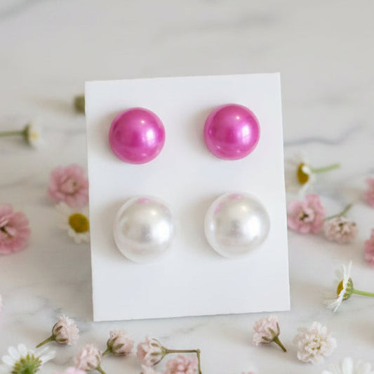 Half Round Imitation Pearl Earring Set