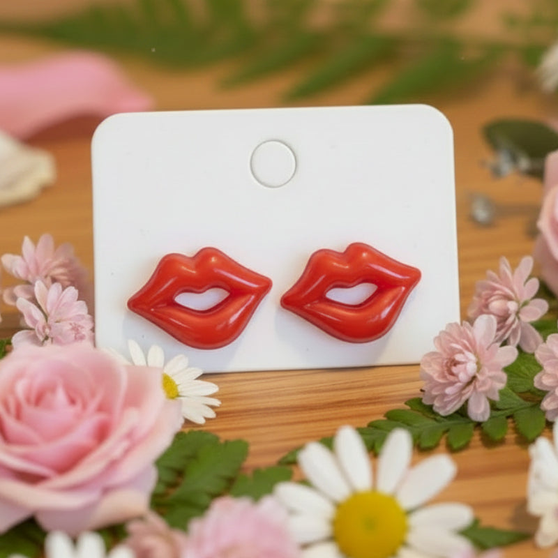 Red Lip Shaped Earrings