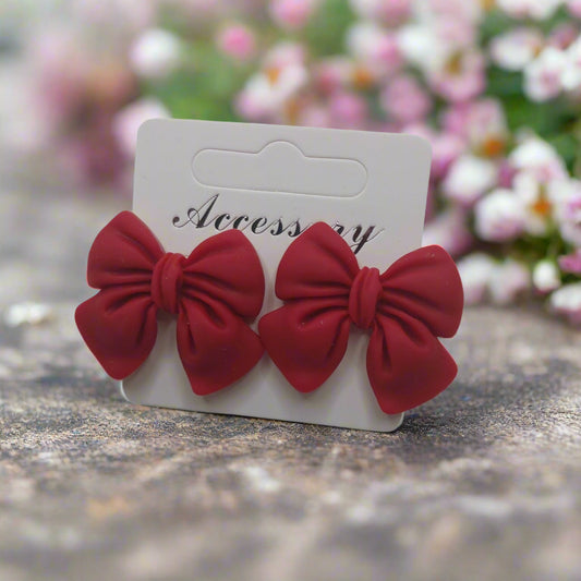 Red Big Bow Earrings