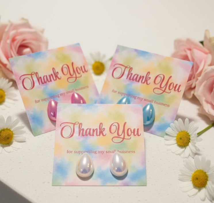 Thank You for Supprting My Small Business Card with Teardrop Earrings