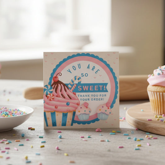 You Are So Sweet, Thank You For Your Order Card with 11mm Cupcake Earrings