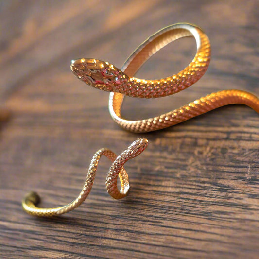 Alloy Snake Wrap Cuff Bracelet & Adjustable Ring Set