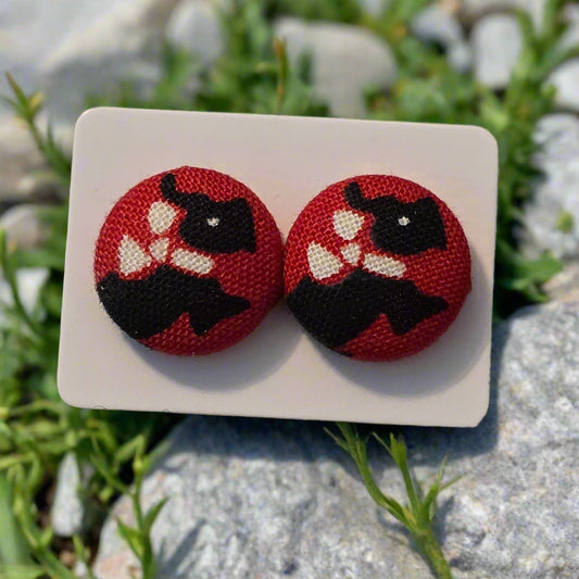 Scottie Fabric Button Stud Earrings (16mm)