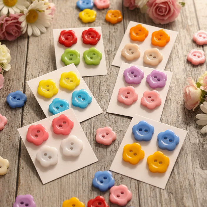 14mm Flower Button Earring Set