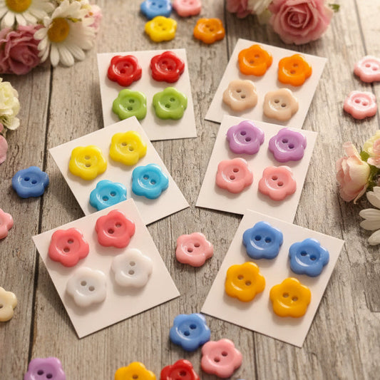 14mm Flower Button Earring Set