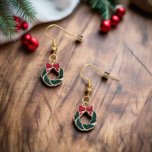 Christmas Wreath Dangle Earrings