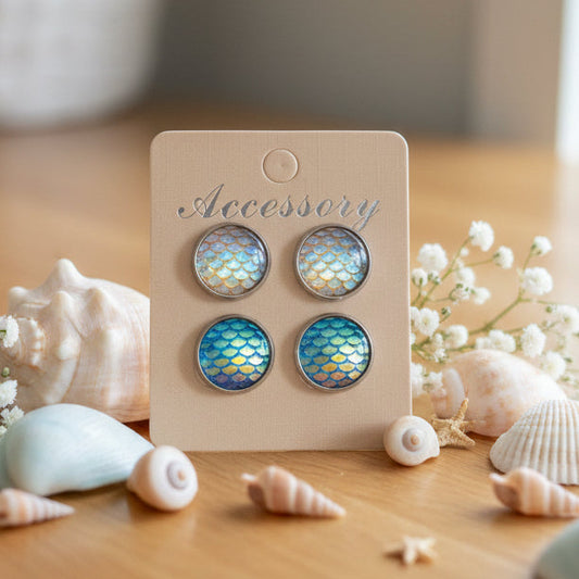 14mm Mermaid Pattern Earring Set