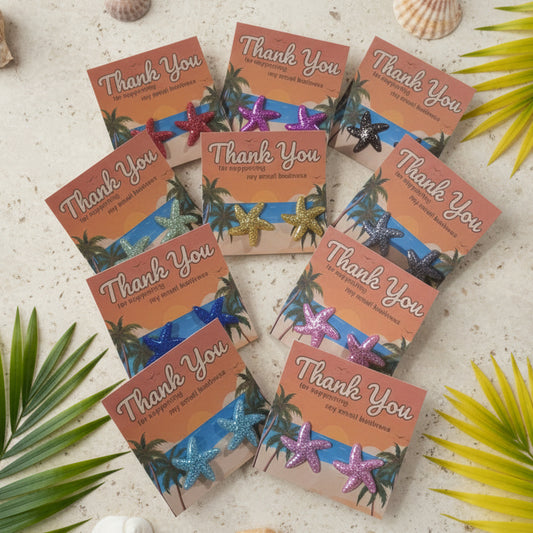 Thank You for Supprting My Small Business Card with Starfish Earrings