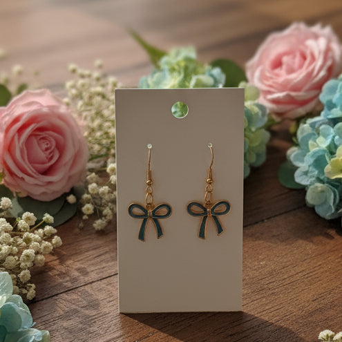 Cornflower Blue Bow Dangle Earrings