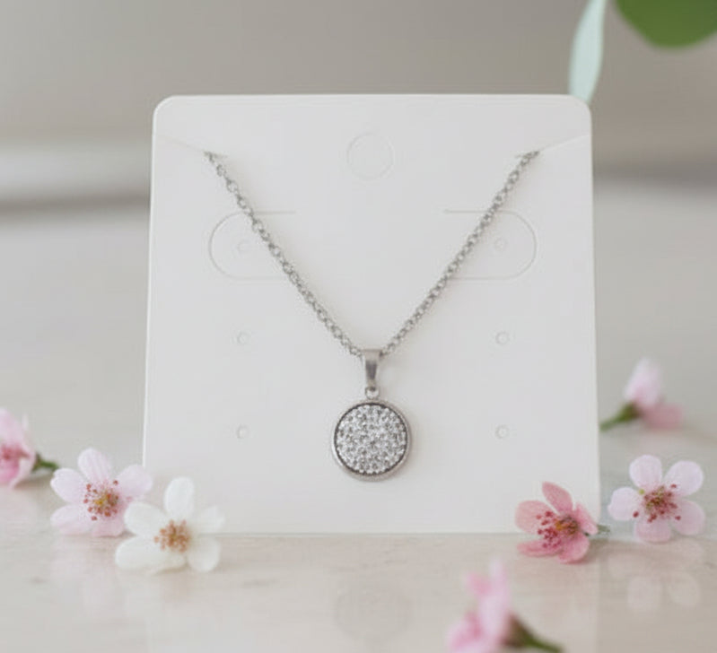 Silver Imitation Druzy Necklace