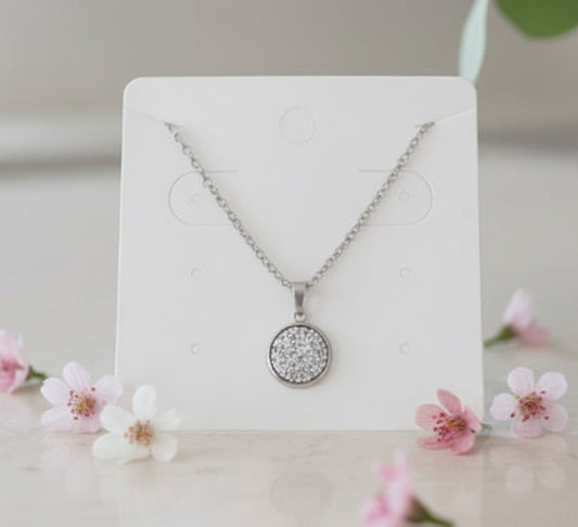 Silver Imitation Druzy Necklace