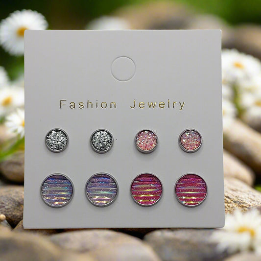 Imitation Druzy Earrings (4 pair set)