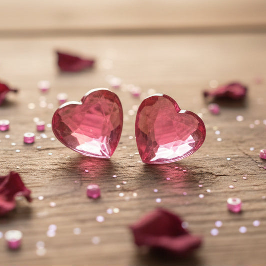 12mm Pink Acrylic Heart Earrings