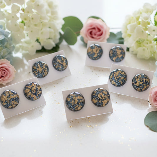 Black & Gold Foil Earrings (12mm)