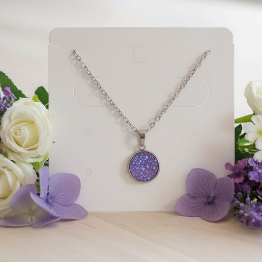 Purple Imitation Druzy Necklace