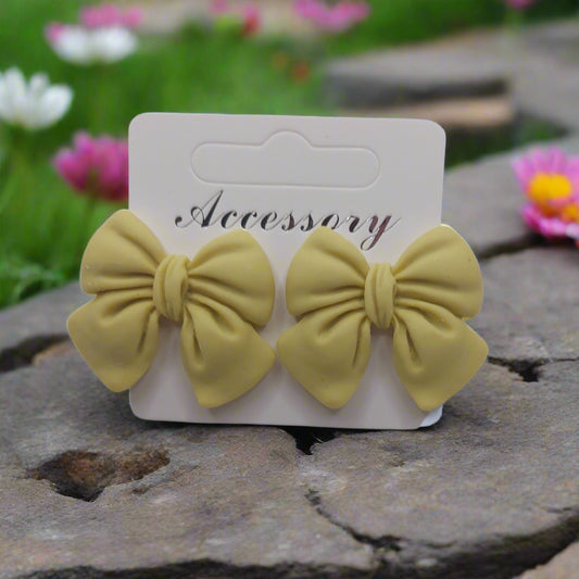 Yellow Big Bow Earrings