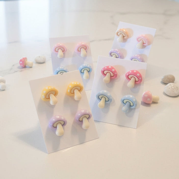 11mm Mushroom Earring Set