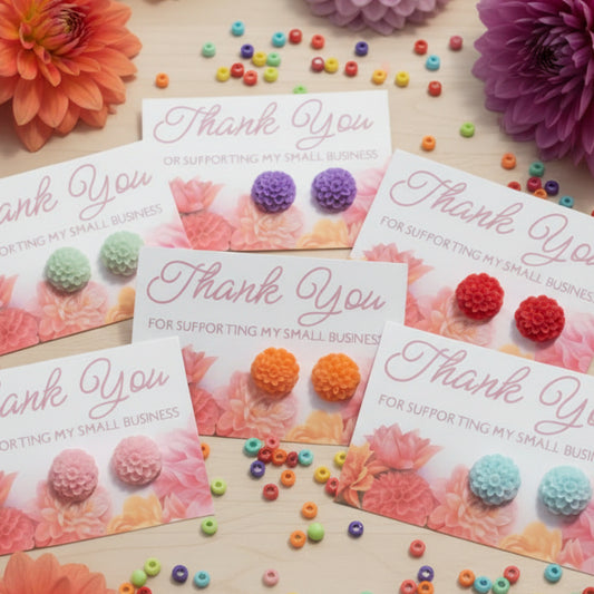 Dahlia - Thank You for Supporting Small Business Card with Earrings