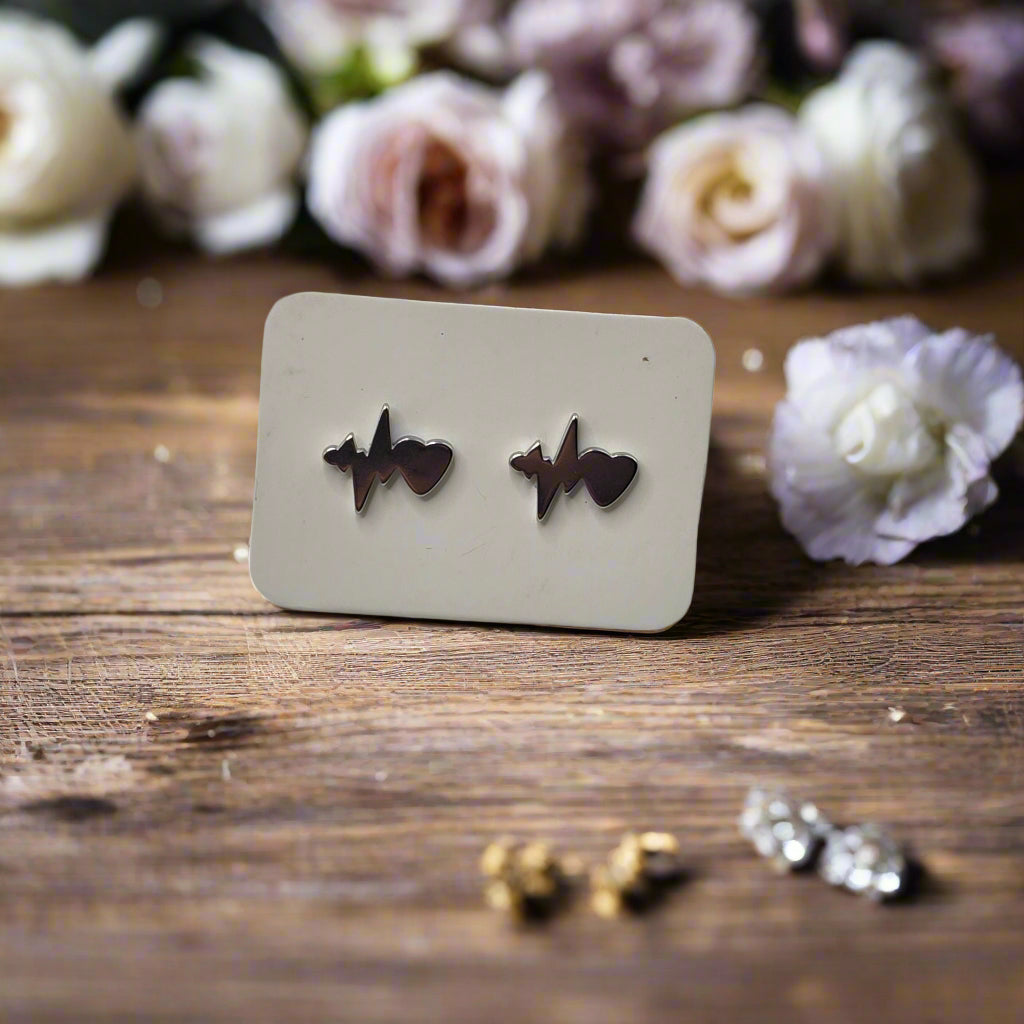 Stainless Steel Heartbeat Earrings (10mm)