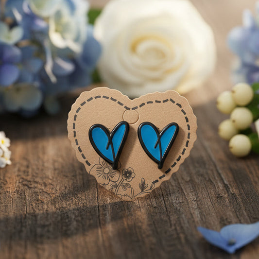 Blue Acrylic Heart Earrings (18mm)