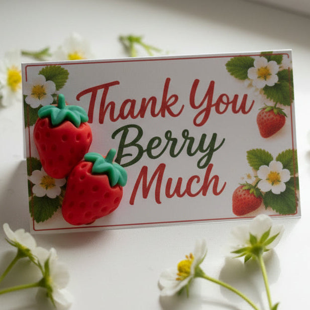 Thank You Berry Much Card with 23mm Strawberry Earrings