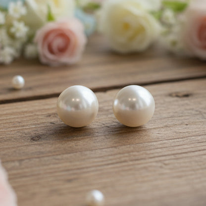Half Round Imitation Pearl Earrings (11mm)