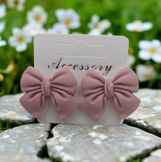 Mauve Big Bow Earrings