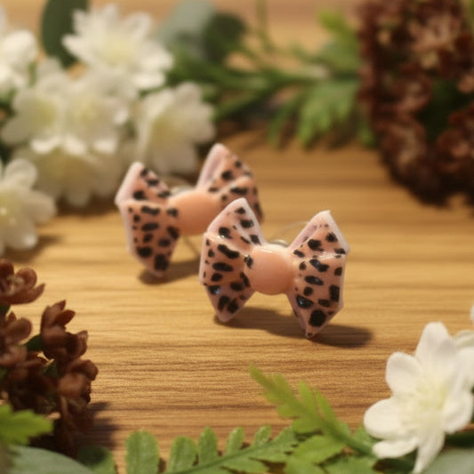 11.5mm Leopard Print Bow Earrings